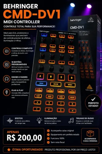 Behringer CMD-DV1 Controladora MIDI em Perfeito Estado - R$ 200