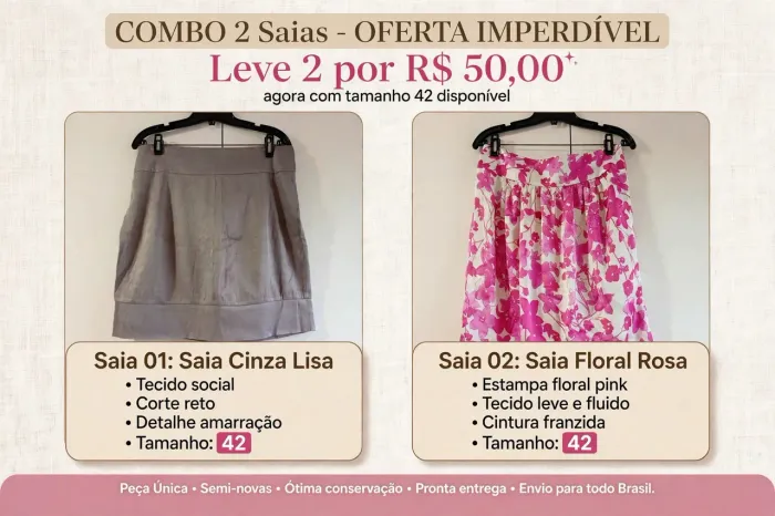 Combo 2 saias tamanho 42 oferta