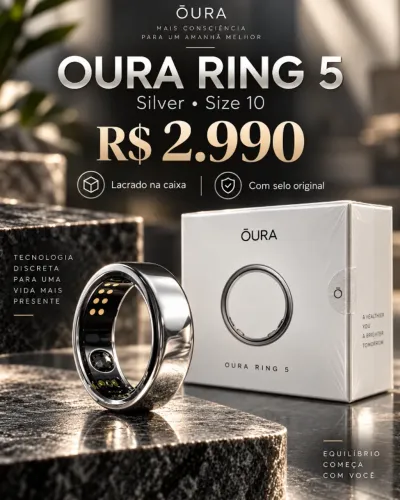 Oura Ring 5 Lançamento Silver Prata , número 10 ZERO lacrado na caixa