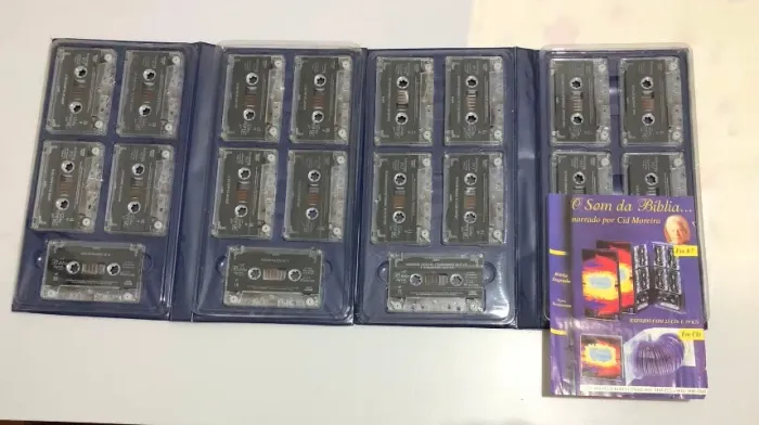 Box 19 Fitas K7 Bíblia Cid Moreira - Excelente estado