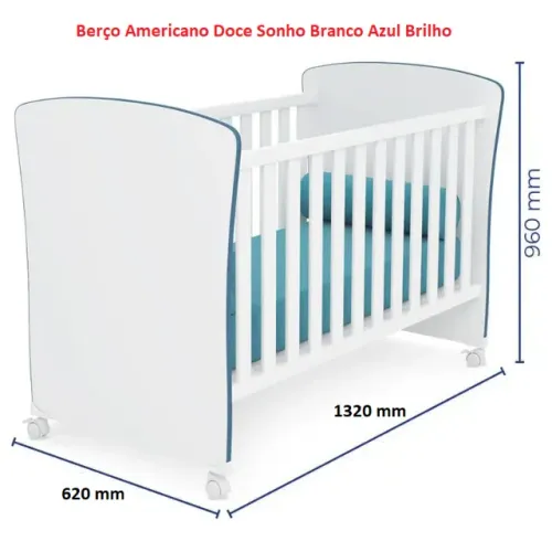 Berço Americano Doce Sonho (Branco/Azul) - Seminovo e Impecável!