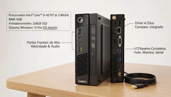 Computador Mini PC Lenovo Core i5 + SSD 256GB + Office 2021