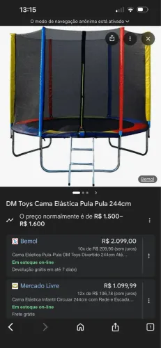 Pula pula 2,44 m para diversão 