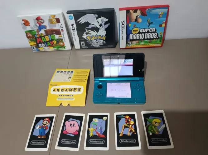 Nintendo 3DS Azul + Pokémon Black Completo + 2 Jogos Originais + Acekard