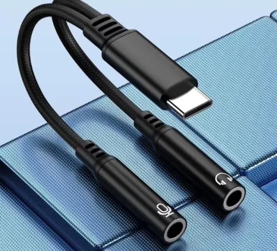 Adaptador de áudio USB C DAC 2 em 1 tipo C para duplo conector de 3,5 mm COD-CP954 