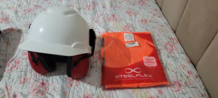 Capacete 3M Branco + Abafador 3M + Colete Refletivo Novo