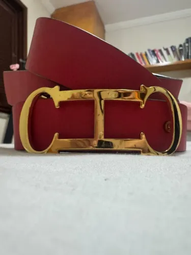 Cinto Carolina Herrera DUPLA FACE preto e vermelho ORIGINAL 
