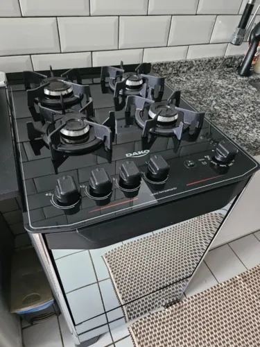 Fogão 4 Bocas Dako Magister Style Com Mesa De Vidro Preto/espelhado