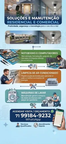 Instalação de câmeras de segurança e serviços de informática ,Máquinas de lavar ,Etc