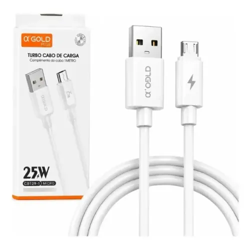 Cabo Carregador V8 Agold Cb129-1 Turbo Rápido Silicone 25w Novo Loja Coimbra Computadores