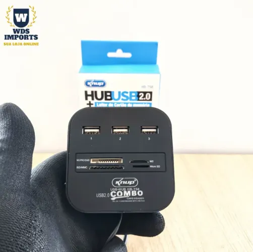 Hub 3 Portas Usb 2.0 E Leitor De Cartões Sd - Knup - Hb-t58