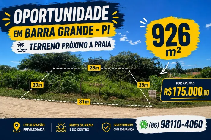 Oportunidade Terreno Barra Grande cajueiro da praia Próximo à praia