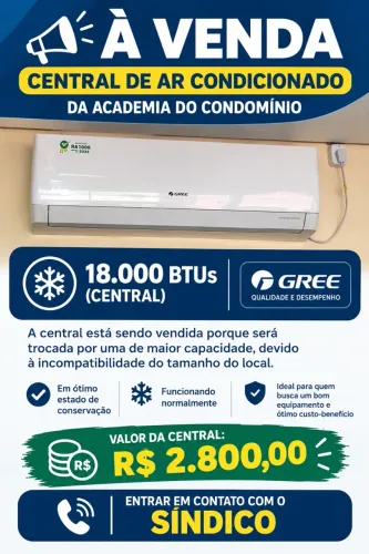 Central de Ar Gree 18.000 btws semi nova, sem defeito, preço a negociar 