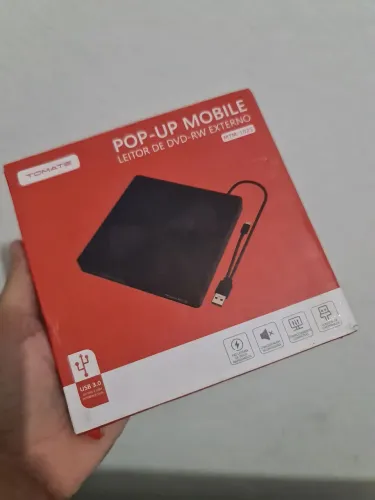 Leitor De Dvd-rw Externo Pop-up Mobile Usb 3.0 Tomate