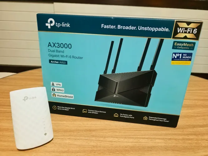 ROTEADOR TP-LINK AX52 Wi-Fi 6 AX300O + REPETIDOR RE200 DOUBLE BAND