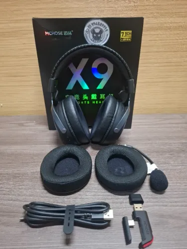 Headset Sem Fio Mchose X9, Tri-Mode, Earpads extras, Audio 7.1 [NOVO]