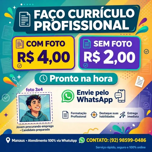 Currículo profissional com foto e sem foto Em PDF