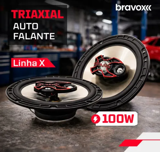 Bravox B3x60 X 6 Preto/prata Triaxial Auto Falante 6