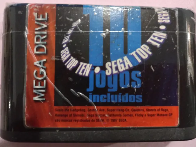FITA MEGA DRIVE 10 JOGOS EM 1 ARCADE FLIPERAMA