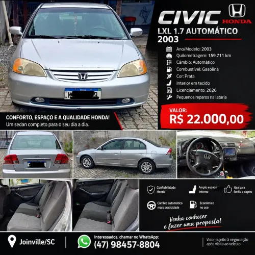 Honda Civic Sedan Lx/lxl 1.7 16V 115cv Aut. 4P 2003
