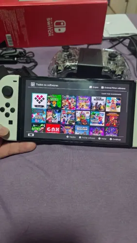 Nintendo Switch Oled Desbloqueado - 256gb + Acessórios + Caixa + NF