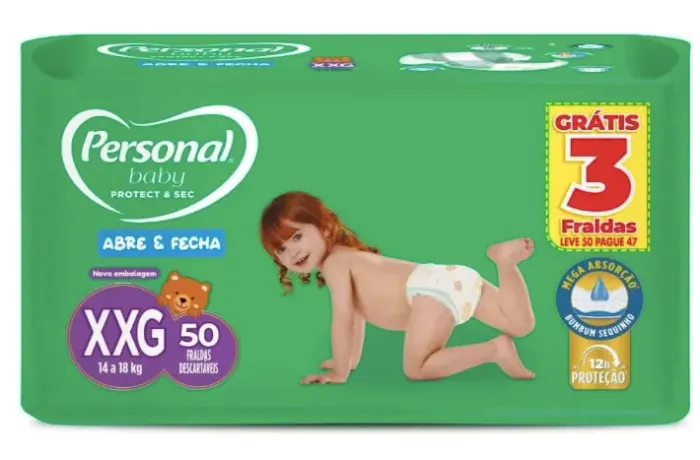 Fraldas Personal Baby - pacote com 50 unidades
