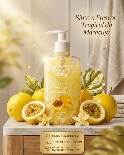 Gel hidratante corporal e virilha de maracujá.