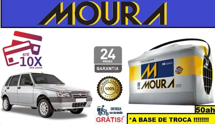 Bateria Moura Uno Fire 1.0/1.4/1.6 (2010 a 2018) 50Ah 12v