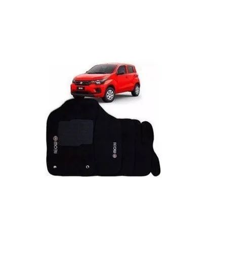 Jogo Tapete wave Fiat Mobi Preto Personalizado Com Logo Bordado g