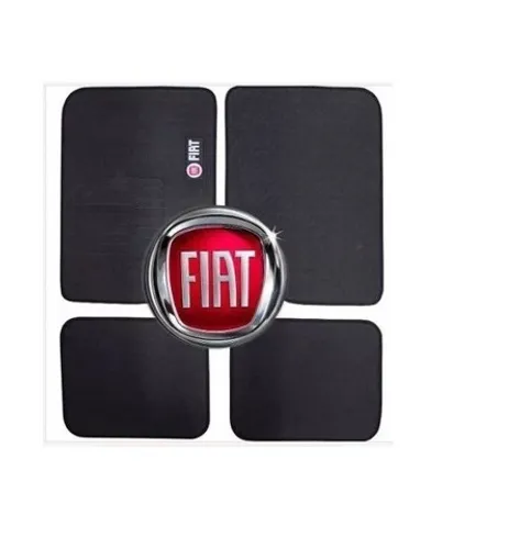 Jogo de Tapete universal wave fiat Preto com Logo 4 pcs
