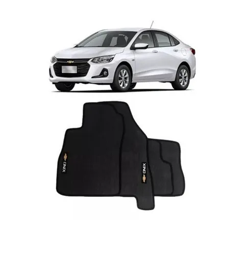 Jogo Tapete wave Onix 2020 Hatch Sedan Plus Premier Turbo Preto Com Logo Bordado 4pcs