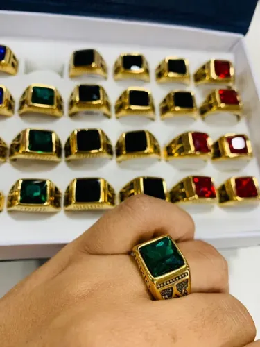 Anel banhado a ouro 18k cristal