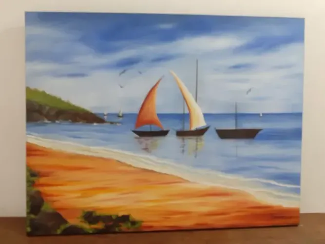 Quadro Decorativo Parede - Barquinhos a Vela - 70x90cm