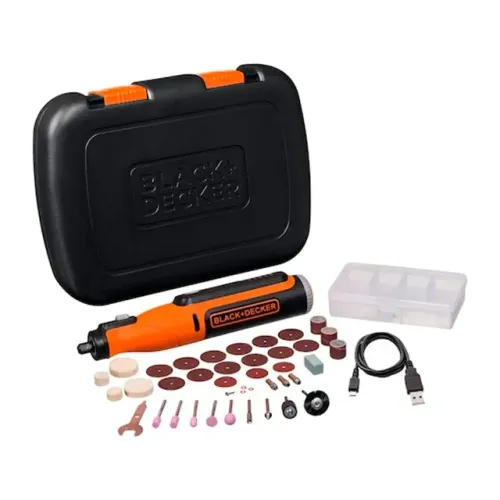 Micro Retifica à Bateria 8V Litio-Ion com 35 acessórios Black Decker BCRT8K35-BR