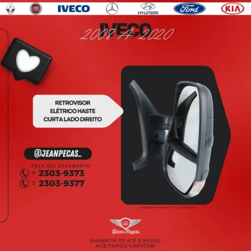 retrovisor curto eletrico lado direito - iveco