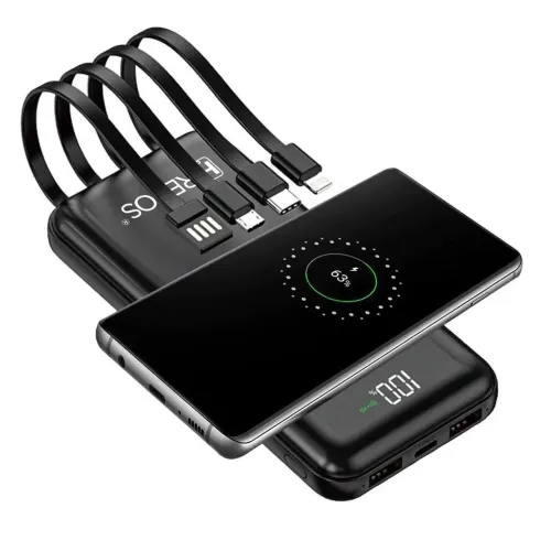 Carregador Bateria Power Bank Com 4 Cabo 10000mah Agold BTE-17 Portatil 
