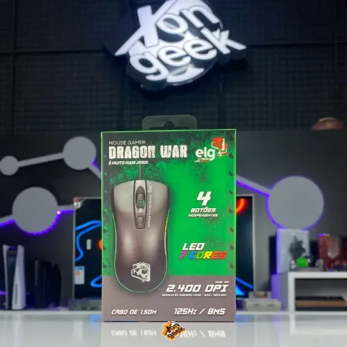 Mouse Elg Gamer Dragon War 2400DPI | Garantia XonGeek! - A Pronta Entrega!