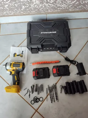 Chave De Impacto Parafusadeira Furadeira 2 Baterias 21v Com Maleta Bateria Li Ion