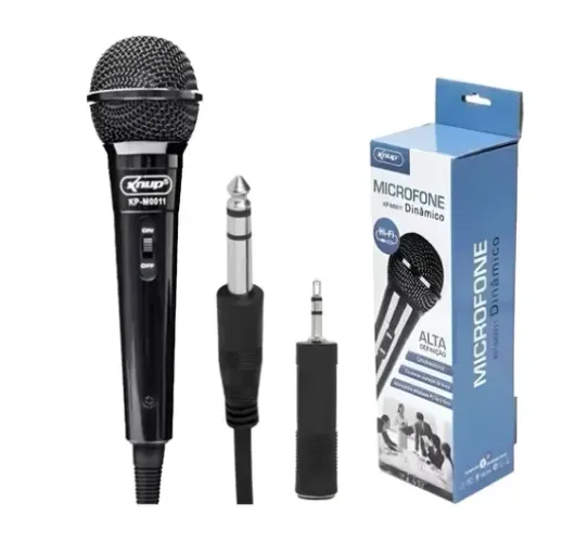 Microfone Com Fio Dinâmico Knup Kp-m0011 Novo na Caixa