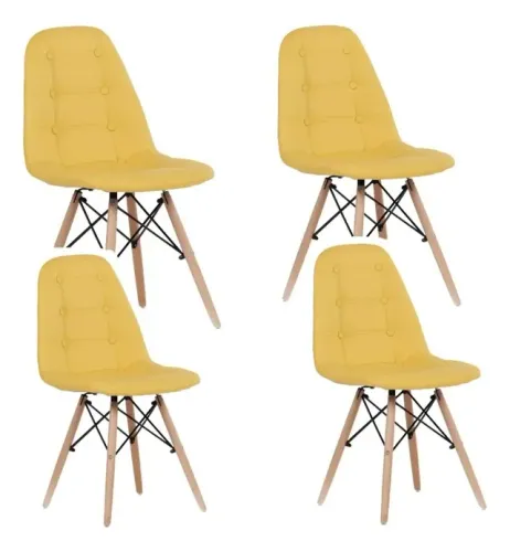 Kit Com 4 Cadeiras Botonê Eiffel Estofada Pu Madri Fratini