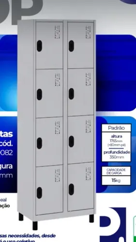 ROUPEIRO DE ACO VESTIARIO GUARDA VOLUMES 8 PTS PEQ *