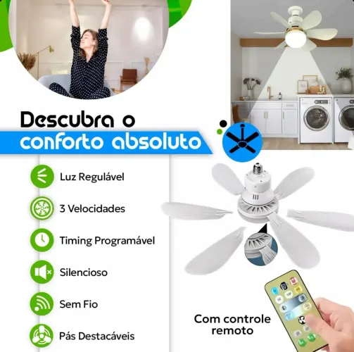 Ventilador de Teto com Lâmpadas LED - Iluminação e Ventilação em um só produto!