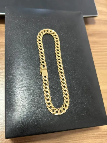Pulseira MACIÇA grumet dupla - 6.4mm - 21cm - ouro 18k
