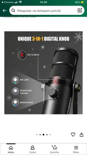 Microfone Dinâmico Maono PD400X - Profissional XLR/USB