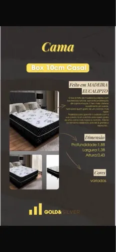 Cama Box Casal 10cm Eucalipto tratado promoção 