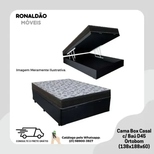 Cama Box Casal c/ Baú D45 - Entrega Rápida!