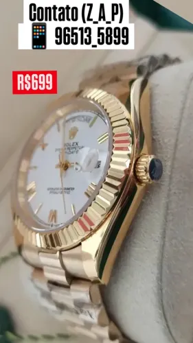Relógio ROLEX DAY DATE AUTOMÁTICO DOURADO COM MOSTRADOR BRANCO 