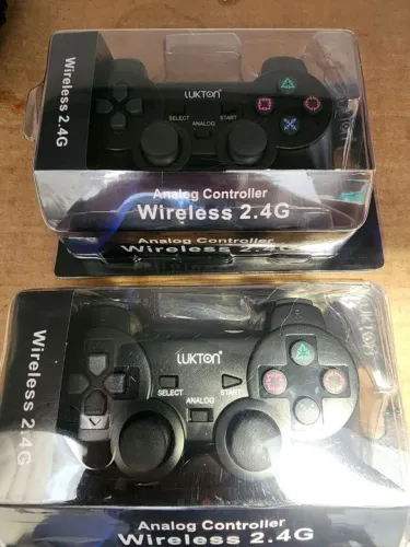 2 Controles Joystick novos para PS1 PS2 sem fio wireless Plug and Play preto Lukton