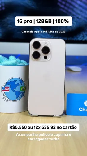 iPhone 16 pro 128gb desert 100% e garantia apple até julho 2026 loja física 