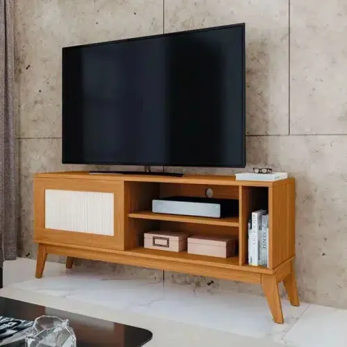 RACK BANCADA CAYMAN 1.35 - PARA TV ATÉ 55 POLEGADAS E PORTA DESLIZANTE